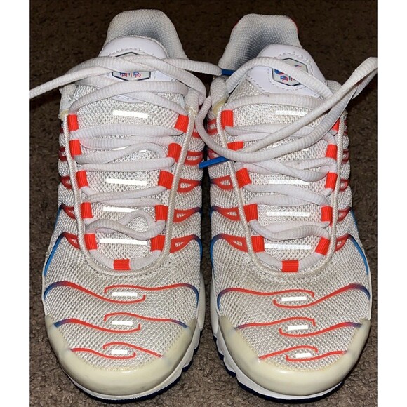 NIKE AIR MAX PLUS GS GIRLS RUNNING SHOES CQ9893 400 BLUE HERO CRIMSON 4.5Y - Picture 1 of 10